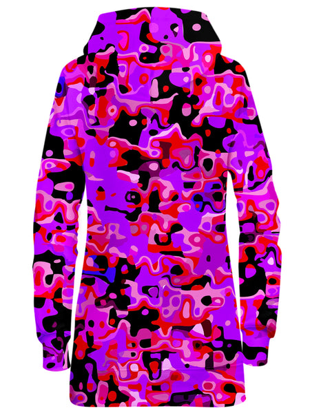 Big Tex Funkadelic - Purple Red and Black Rave Camo Melt Hoodie Dress
