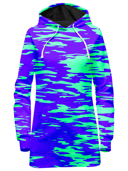 Big Tex Funkadelic - Purple Mint Rave Zebra Stripe Hoodie Dress