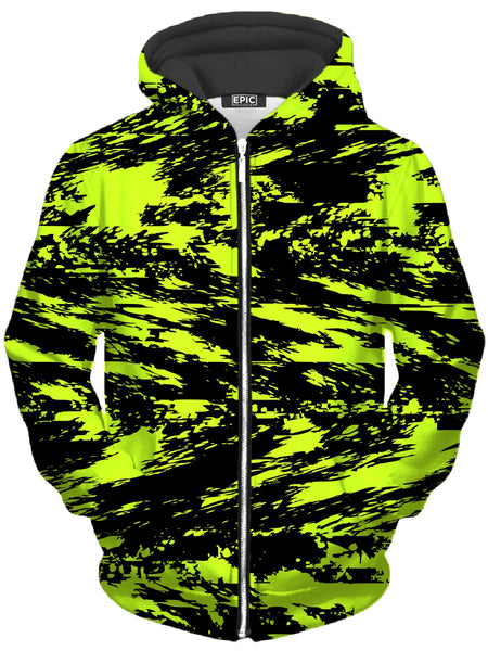 Big Tex Funkadelic - Black Lime Bolt Glitch Unisex Zip-Up Hoodie