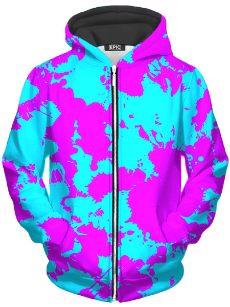 Big Tex Funkadelic - Blue and Purple Paint Splatter Unisex Zip-Up Hoodie