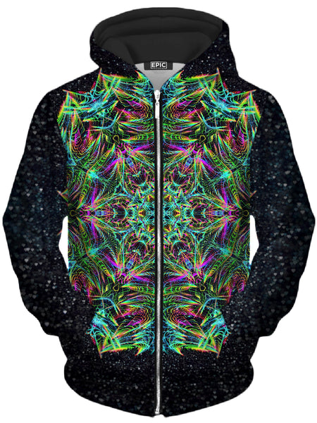 Art Designs Works - Green Warp Unisex Zip-Up Hoodie