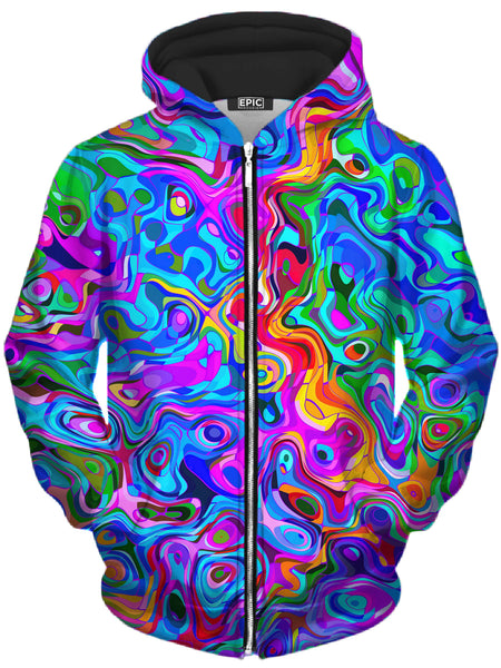 Art Designs Works - Rainbow Ripples Unisex Zip-Up Hoodie