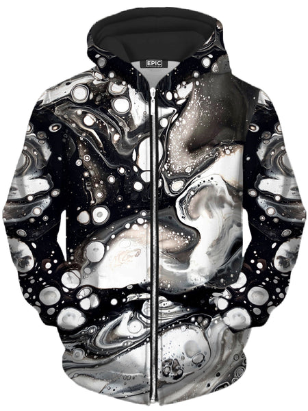 BrizBazaar - Monochrome Melt Unisex Zip-Up Hoodie