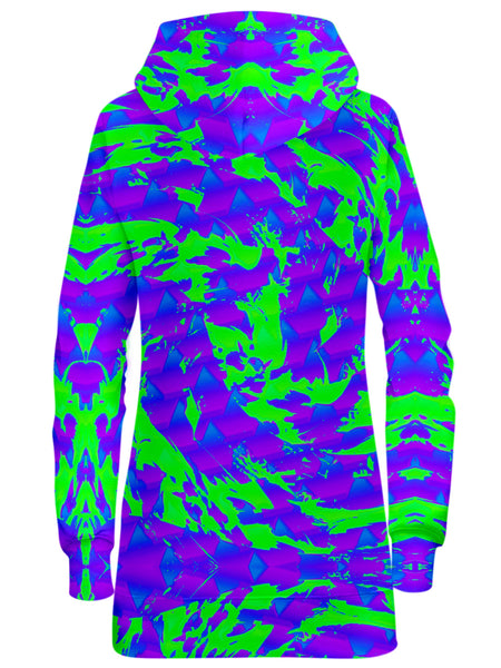 Big Tex Funkadelic - Green and Purple Hypno Splatter Hoodie Dress