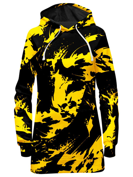 Big Tex Funkadelic - Black and Yellow Paint Splatter Hoodie Dress