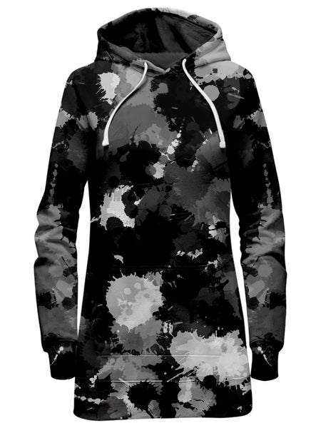 Big Tex Funkadelic - Black White and Grey Paint Splatter Hoodie Dress