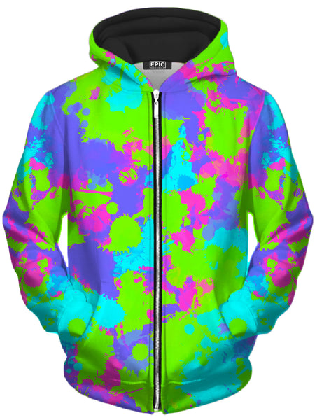 Big Tex Funkadelic - 90s Neon Paint Splatter Unisex Zip-Up Hoodie