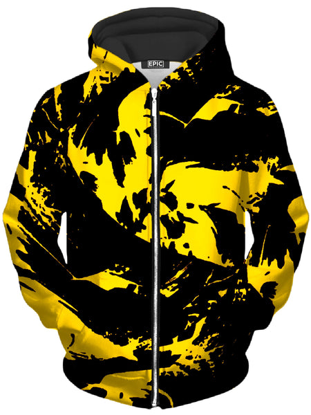 Big Tex Funkadelic - Black and Yellow Paint Splatter Unisex Zip-Up Hoodie