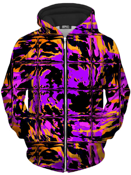 Big Tex Funkadelic - Purple Blackout Rave Glitch Unisex Zip-Up Hoodie