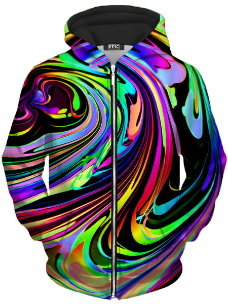 Psychedelic Pourhouse - Cosmic Swirl Unisex Zip-Up Hoodie