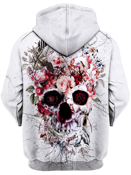 Riza Peker - Floral Skull Unisex Zip-Up Hoodie