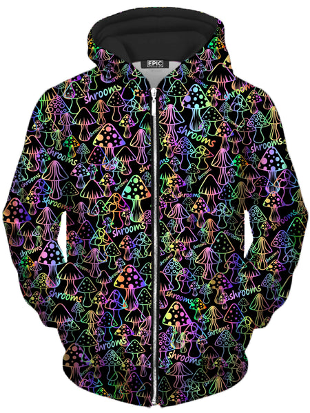 Sartoris Art - Psychedelic Shrooms Unisex Zip-Up Hoodie