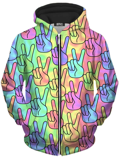 Sartoris Art - Trippy Peace Signs Unisex Zip-Up Hoodie