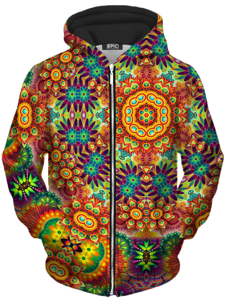 Sartoris Art - Ornate Color Journey Unisex Zip-Up Hoodie