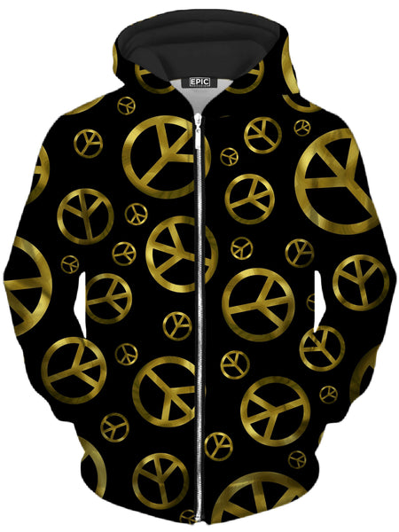 Sartoris Art - Peace Sign Gold Unisex Zip-Up Hoodie