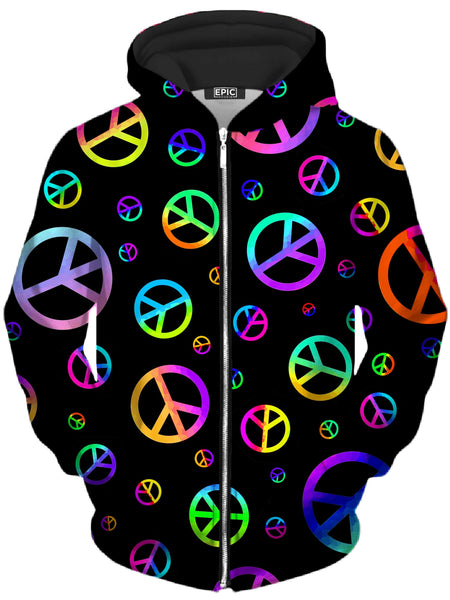 Sartoris Art - Signs of Peace Unisex Zip-Up Hoodie