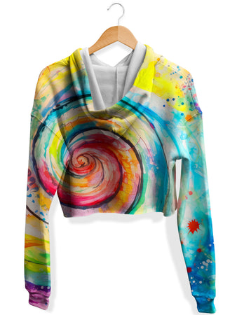 Art Designs Works - Water Color Swirl Fleece Crop Hoodie