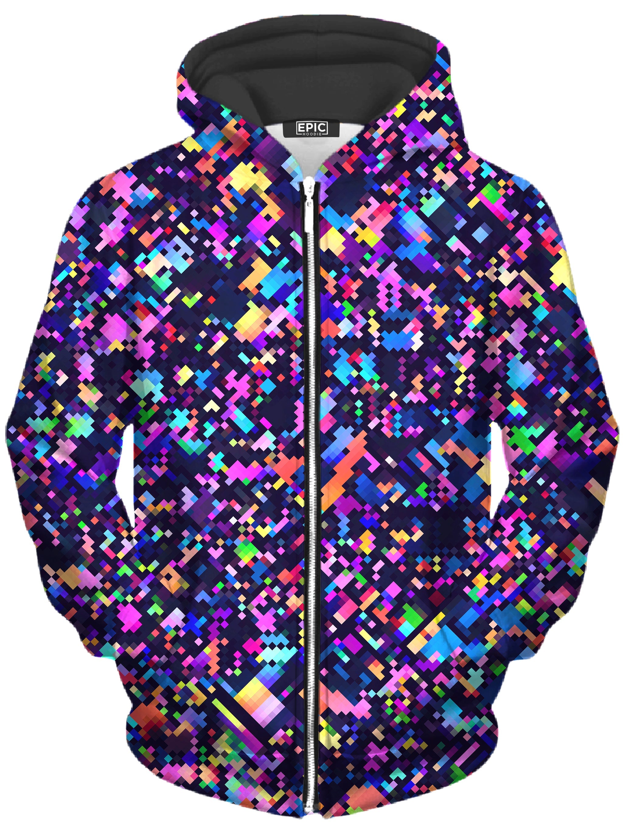 8-Bit Confetti Unisex Zip-Up Hoodie Art Designs Works Epic Hoodie