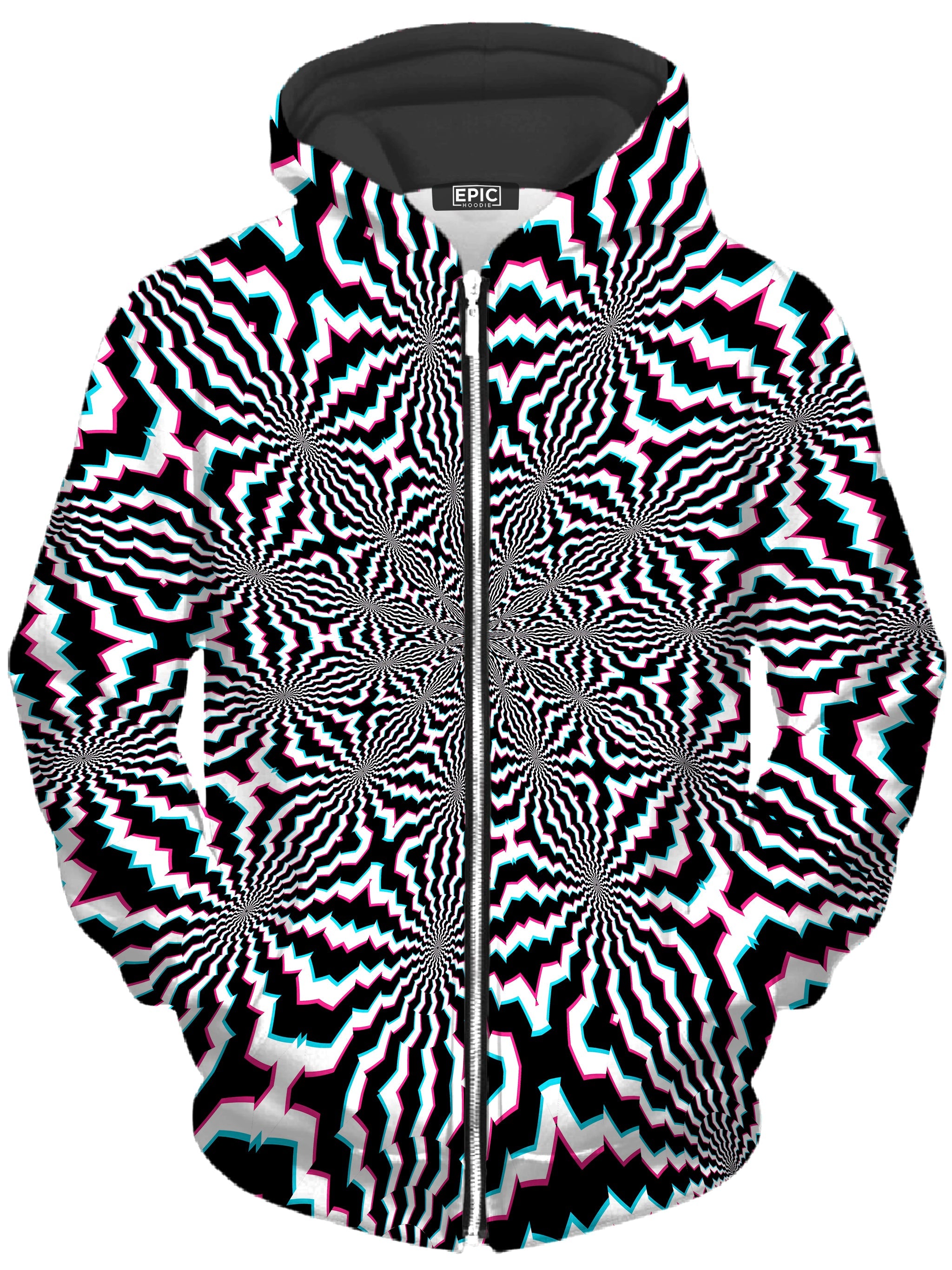 Fractal Ripples Unisex Zip-Up Hoodie Art Designs Works Epic Hoodie