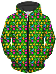 Ganja Motif Unisex Zip-Up Hoodie