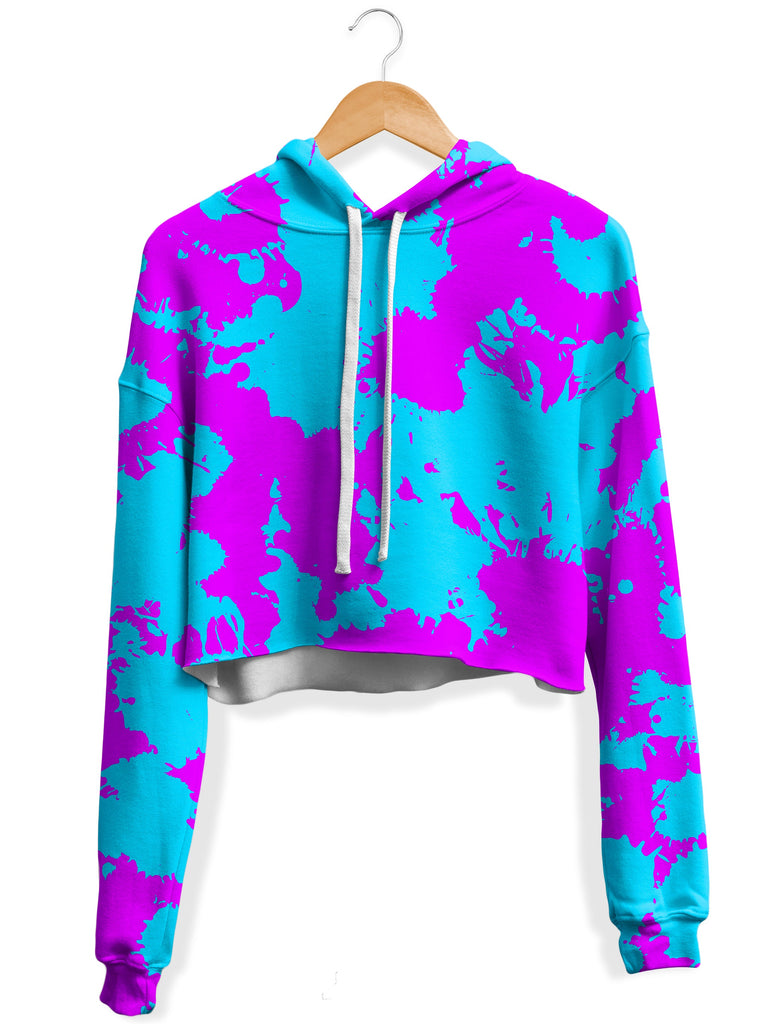 Big Tex Funkadelic - Blue and Purple Paint Splatter Fleece Crop Hoodie