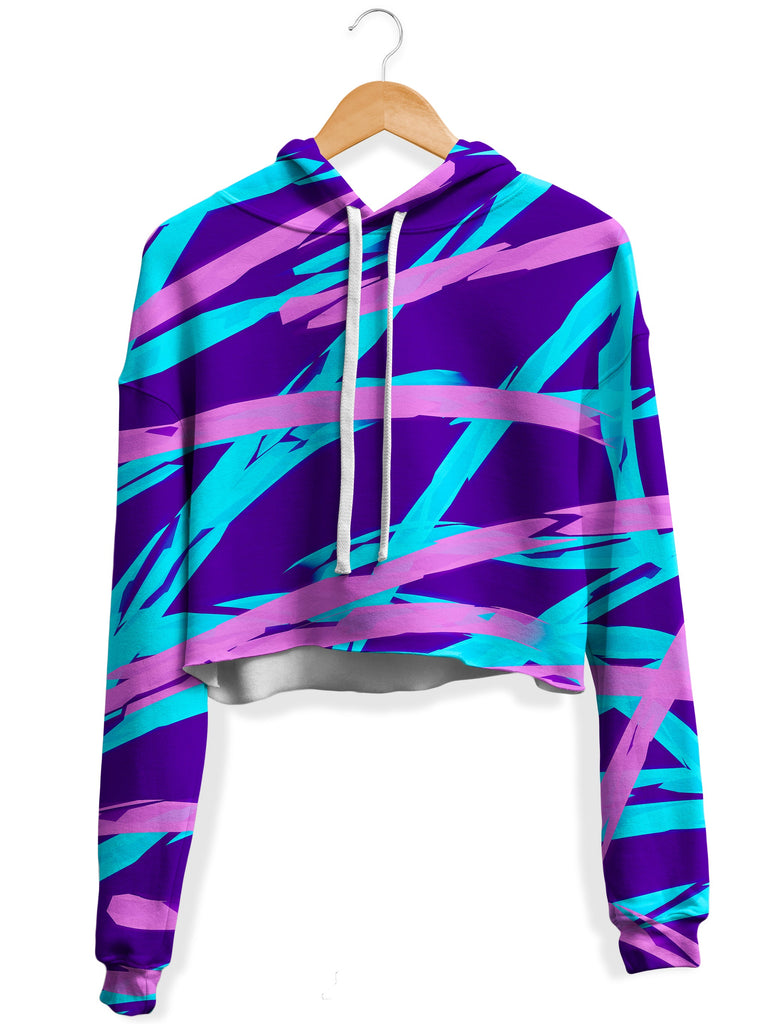 Big Tex Funkadelic - Purple and Blue Rave Abstract Fleece Crop Hoodie