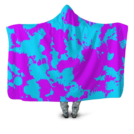 Big Tex Funkadelic - Blue and Purple Paint Splatter Hooded Blanket