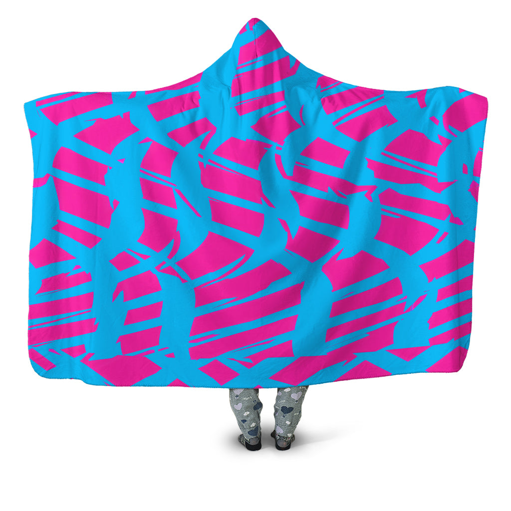 Pink and Blue Squiggly Rave Checkered Hooded Blanket Big Tex Funkadelic Epic Hoodie