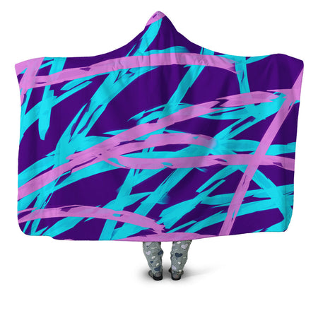 Big Tex Funkadelic - Purple and Blue Rave Abstract Hooded Blanket