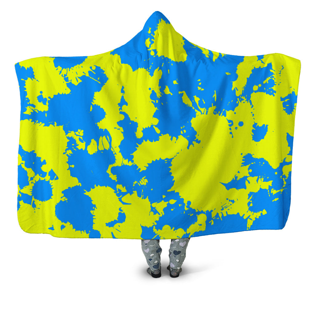 Yellow and Blue Paint Splatter Hooded Blanket Big Tex Funkadelic Epic Hoodie