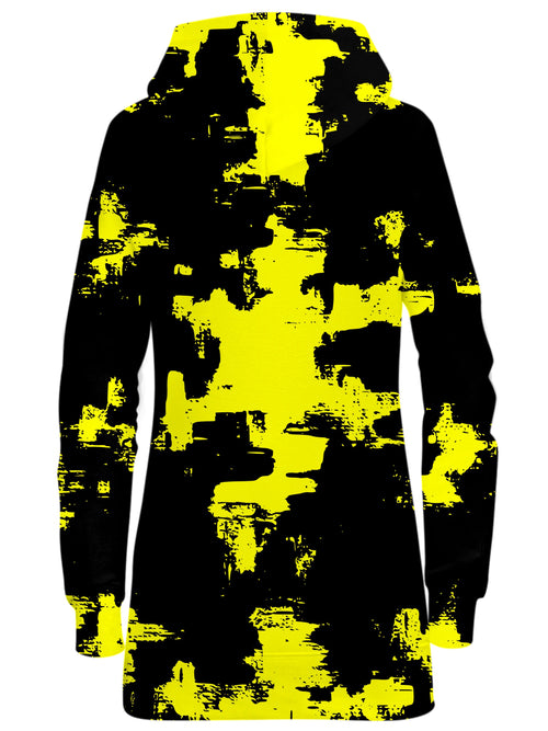 Black and Yellow Abstract Hoodie Dress Big Tex Funkadelic Epic Hoodie