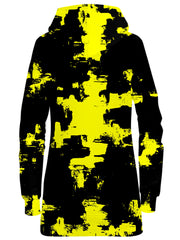 Black and Yellow Abstract Hoodie Dress