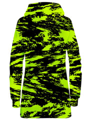 Black Lime Bolt Glitch Hoodie Dress