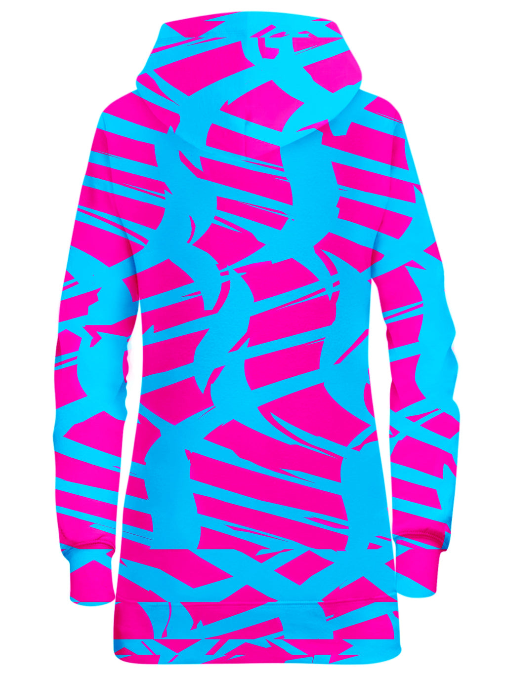 Pink and Blue Squiggly Rave Checkered Hoodie Dress Big Tex Funkadelic Epic Hoodie
