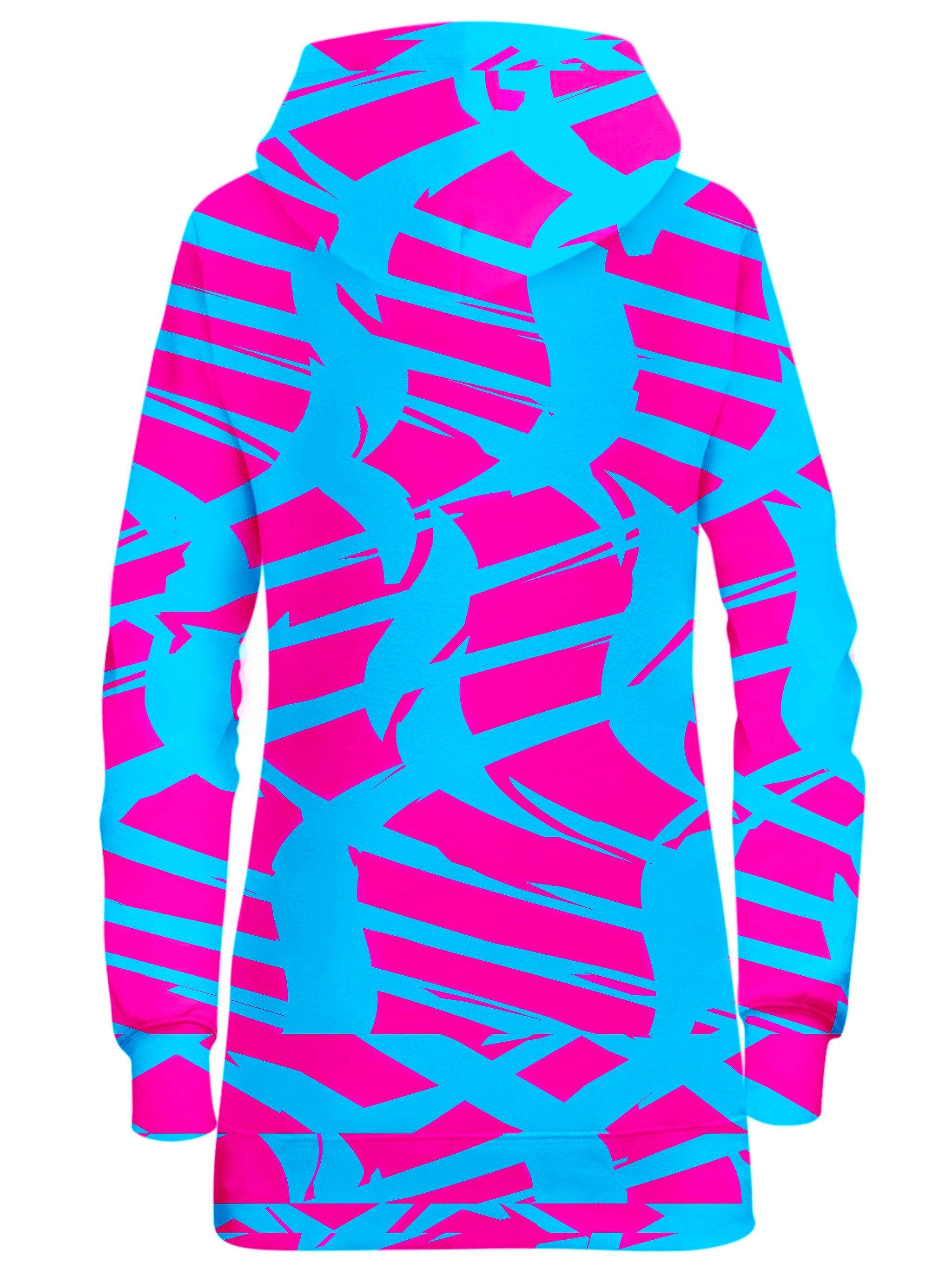 Pink and Blue Squiggly Rave Checkered Hoodie Dress Big Tex Funkadelic Epic Hoodie