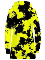 Yellow and Black Paint Splatter Hoodie Dress