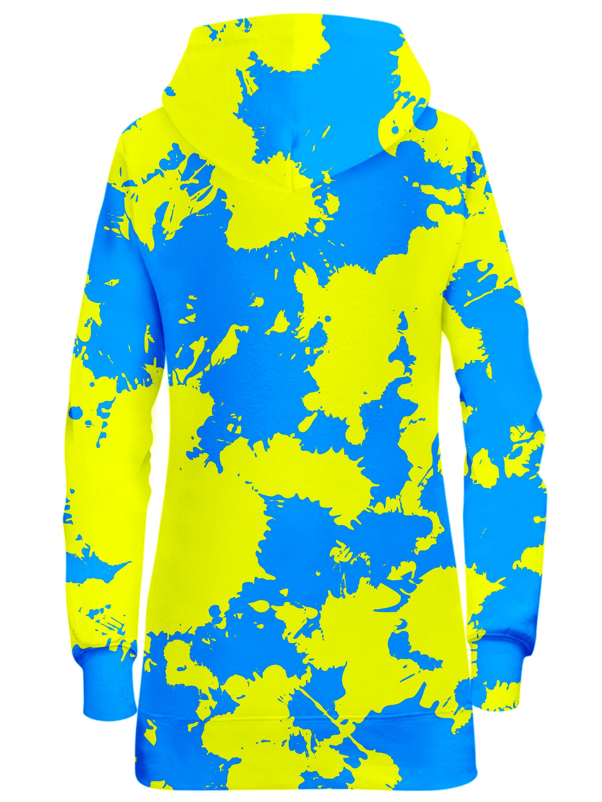 Yellow and Blue Paint Splatter Hoodie Dress Big Tex Funkadelic Epic Hoodie