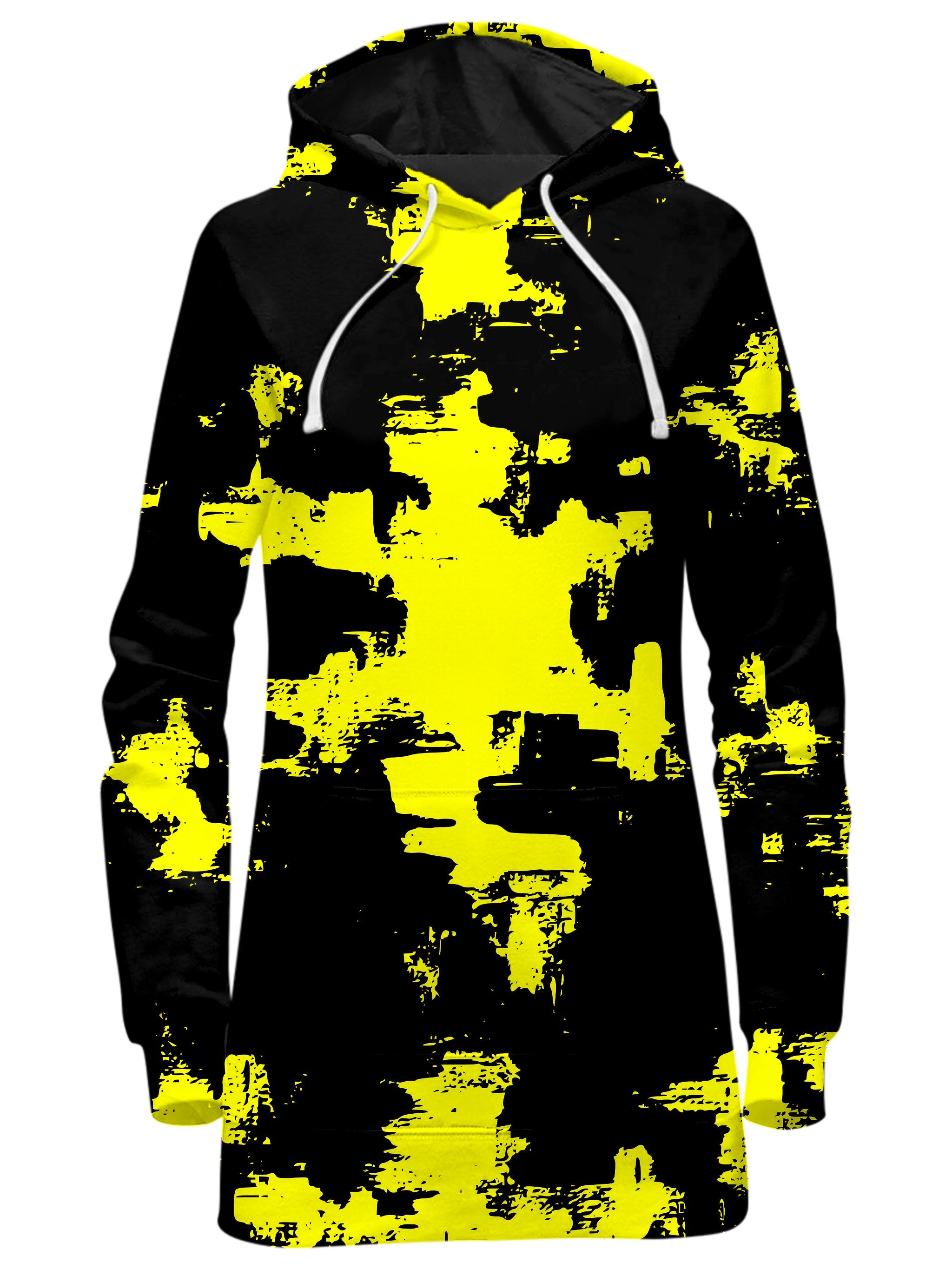 Black and Yellow Abstract Hoodie Dress Big Tex Funkadelic Epic Hoodie