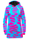 Pink and Blue Squiggly Rave Checkered Hoodie Dress Big Tex Funkadelic Epic Hoodie