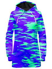 Purple Mint Rave Zebra Stripe Hoodie Dress