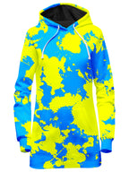 Yellow and Blue Paint Splatter Hoodie Dress Big Tex Funkadelic Epic Hoodie