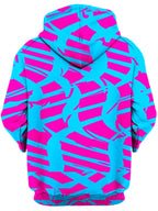 Pink and Blue Squiggly Rave Checkered Unisex Zip-Up Hoodie Big Tex Funkadelic Epic Hoodie
