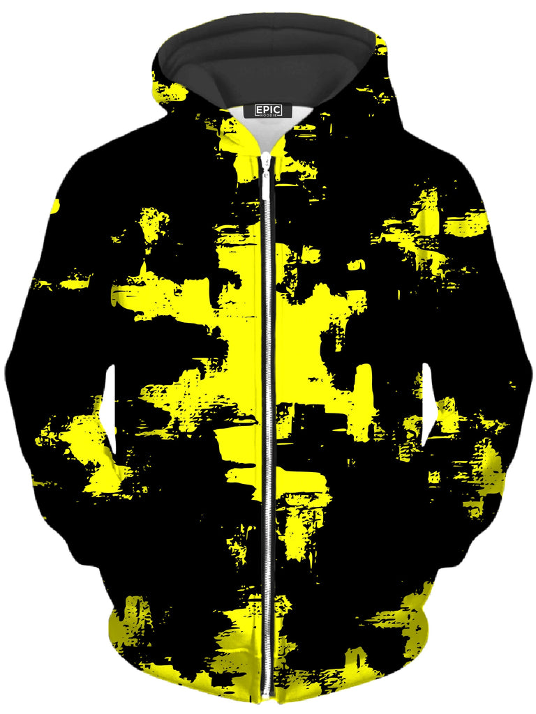 Big Tex Funkadelic - Black and Yellow Abstract Unisex Zip-Up Hoodie