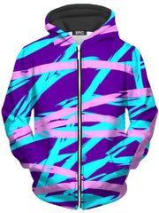 Purple and Blue Rave Abstract Unisex Zip-Up Hoodie