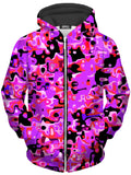 Purple Red and Black Rave Camo Melt Unisex Zip-Up Hoodie Big Tex Funkadelic Epic Hoodie