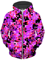 Purple Red and Black Rave Camo Melt Unisex Zip-Up Hoodie Big Tex Funkadelic Epic Hoodie