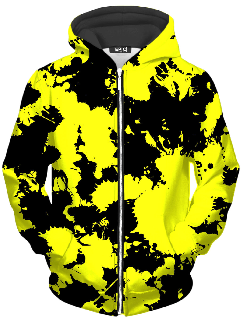 Yellow and Black Paint Splatter Unisex Zip-Up Hoodie Big Tex Funkadelic Epic Hoodie