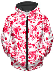 White Blood Print Unisex Zip-Up Hoodie