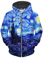 Starry Night Unisex Zip-Up Hoodie On Cue Apparel Epic Hoodie
