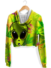 Alien Weed Fleece Crop Hoodie